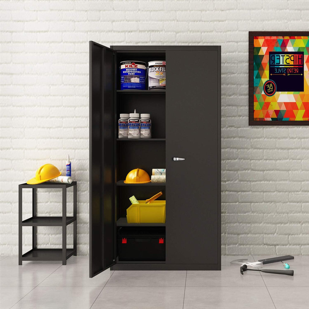 Metal Storage Cabinet with Locking Doors and Shelves a7