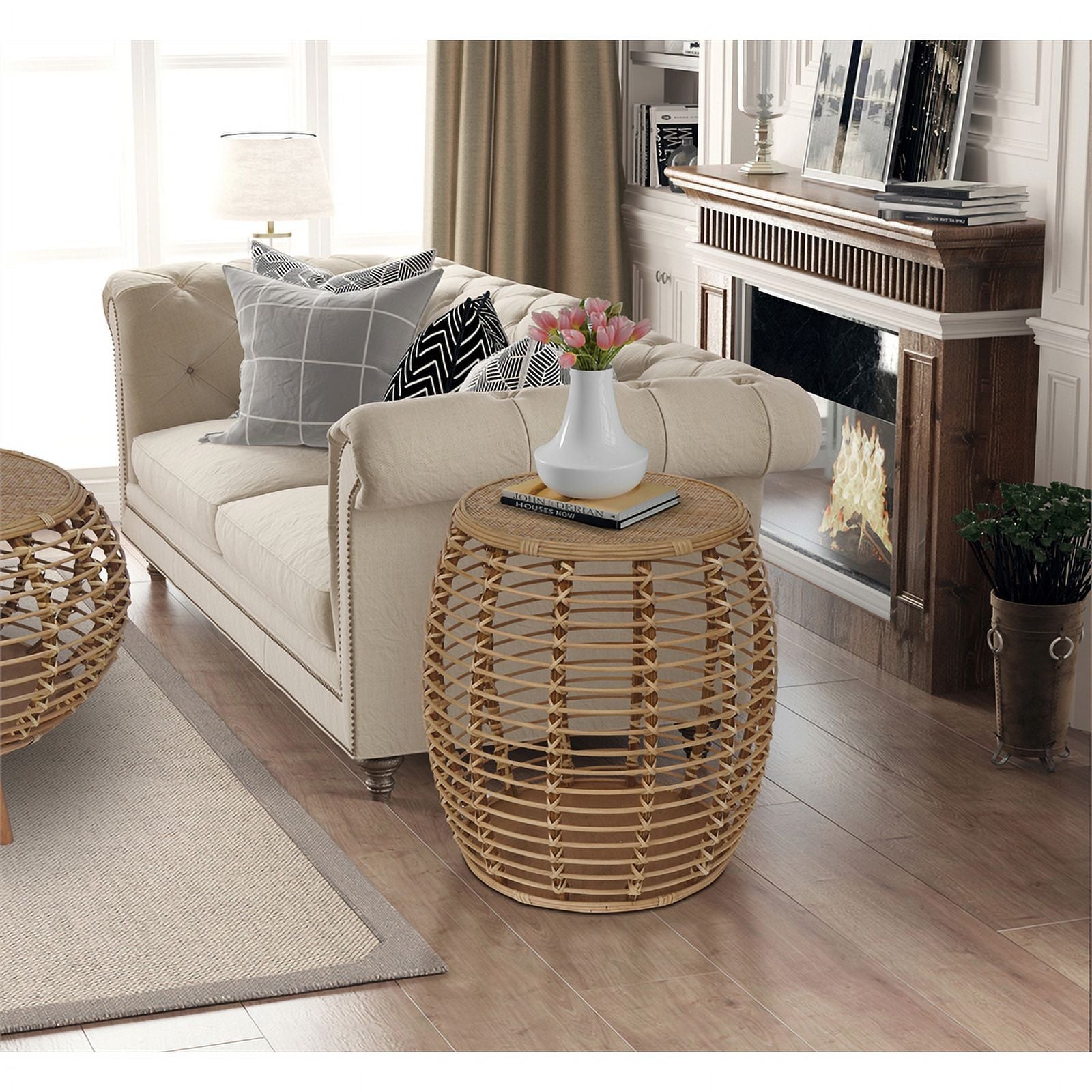 Rattan End Table Natural Espresso a7
