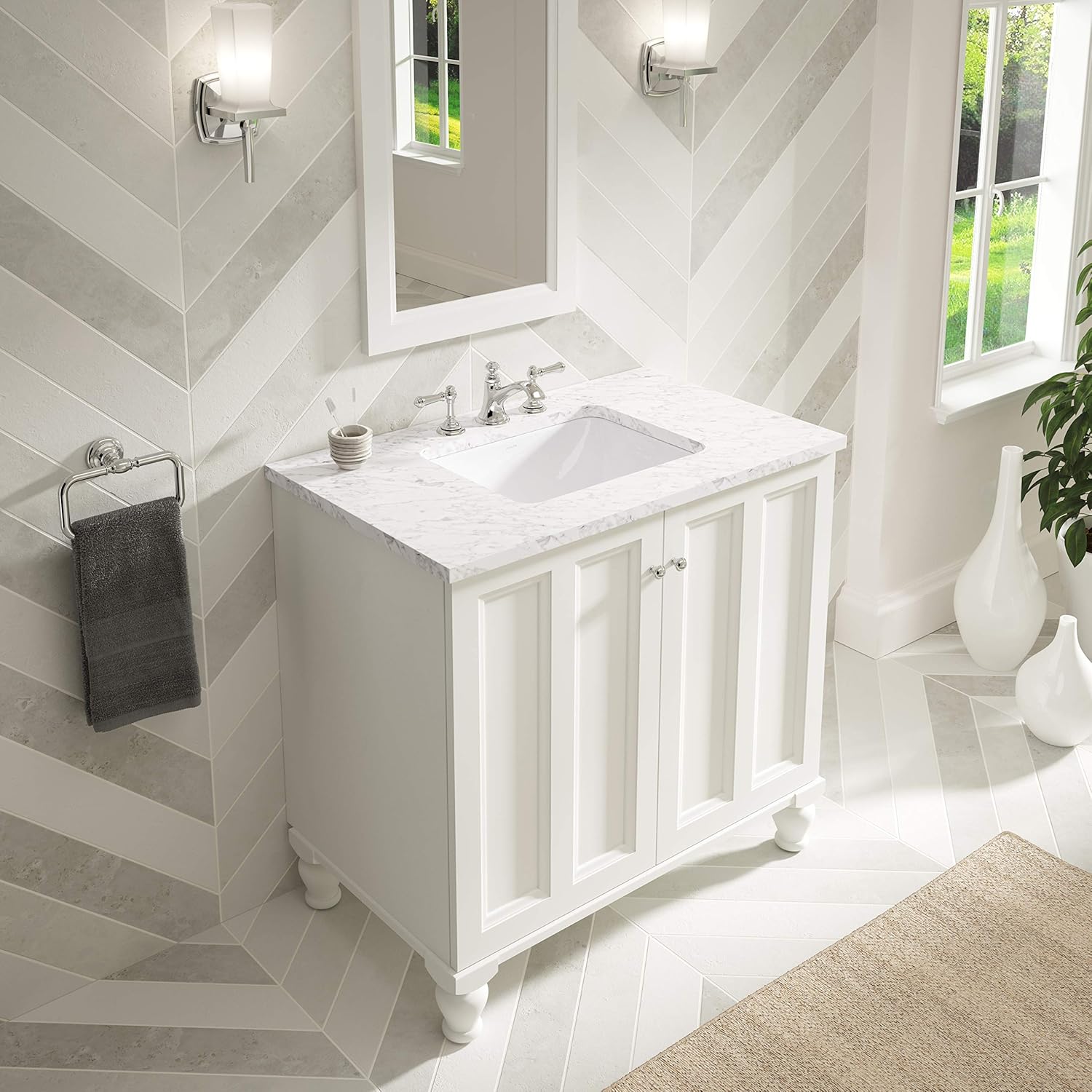 Bathroom Sink Under-Mount White 7k