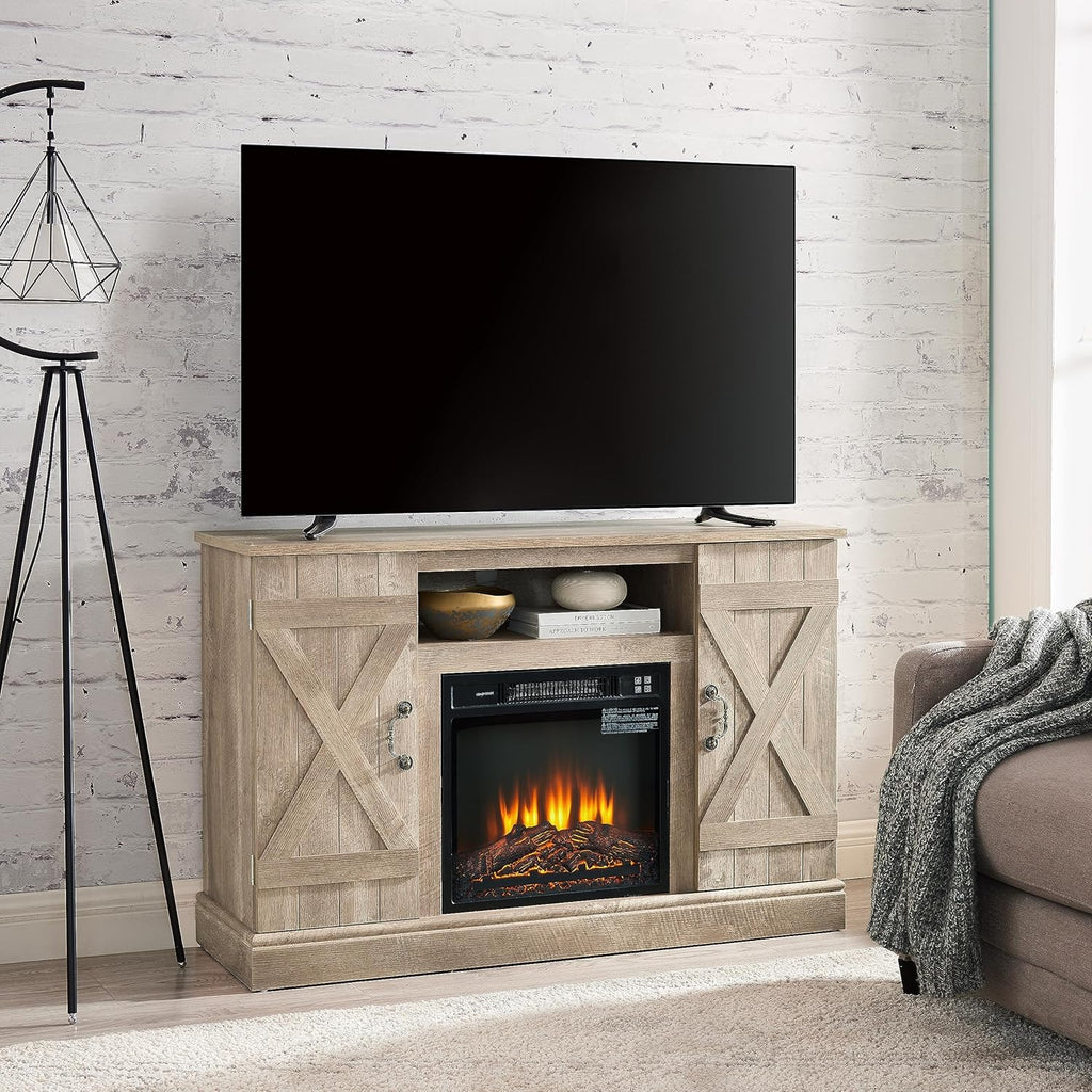 Electric Fireplace TV Stand for Living Room up to 50in Light Gray k7