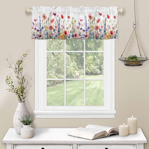Floral Window Valance Rod Pocket 42x12 Inch a7