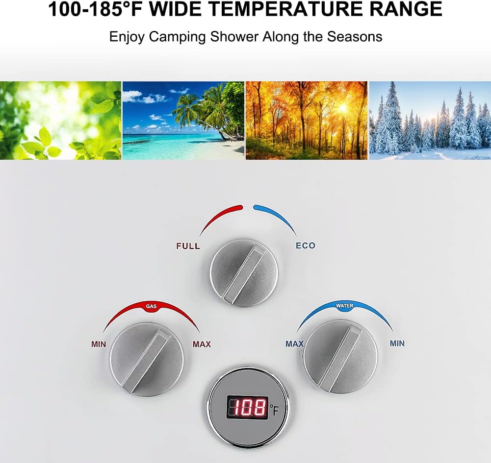 Camplux Propane Portable Tankless Water Heater Outdoor 2.64 GPM Instant Hot Camping Showers with 3.3 GPM Water Pump & Pipe Strainer k7m