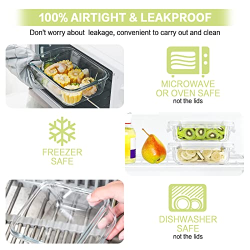 Glass Meal Prep Containers 10 Pack Airtight Bento Boxes K7m