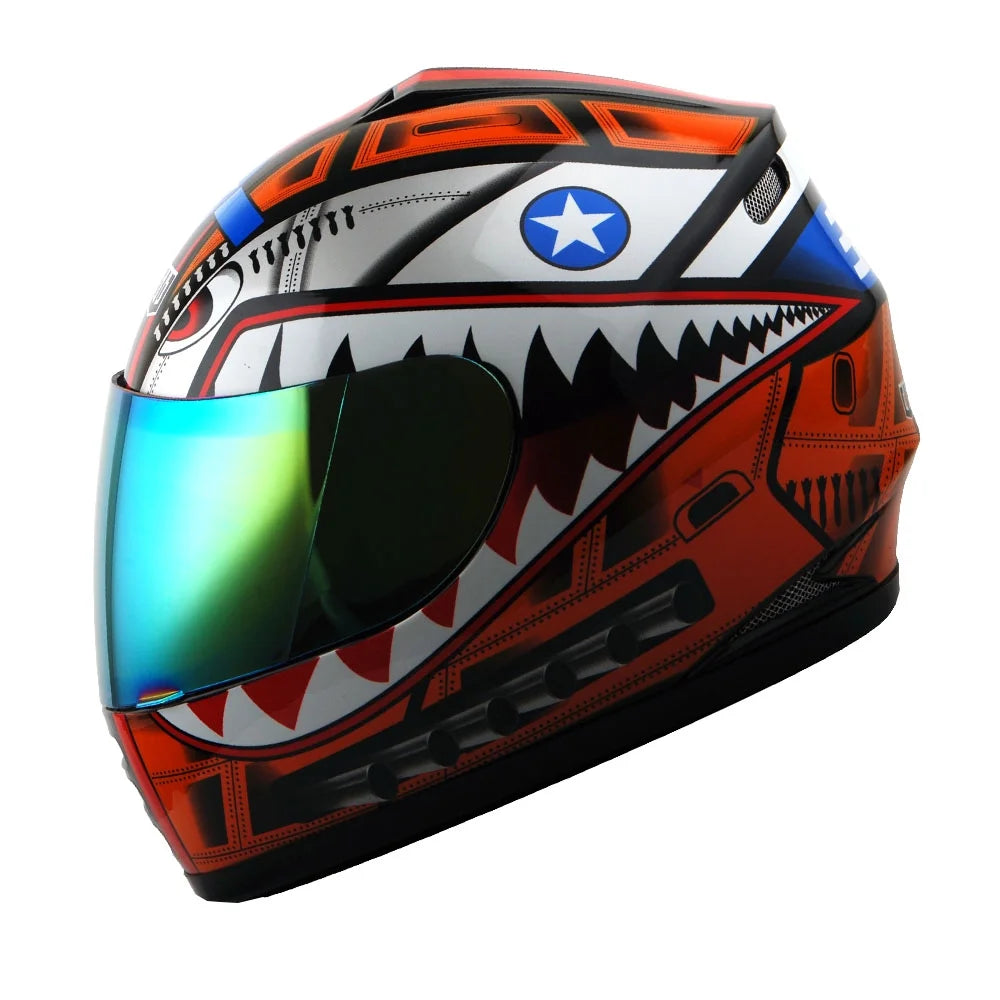 Kids Motorcycle Full Face Helmet Red Glove Bundle k7