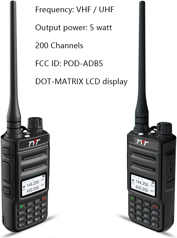 Ham Radio Handheld Two Way Radio Dual Band VHF UHF Walkie Talkies Rechargeable 200 Channels A7