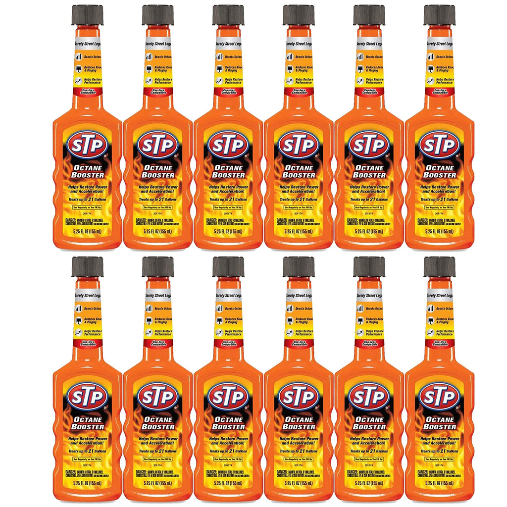 STP Octane Booster, Fuel Intake System Cleaner, Bottles, 5.25 Fl Oz, Pack of 12