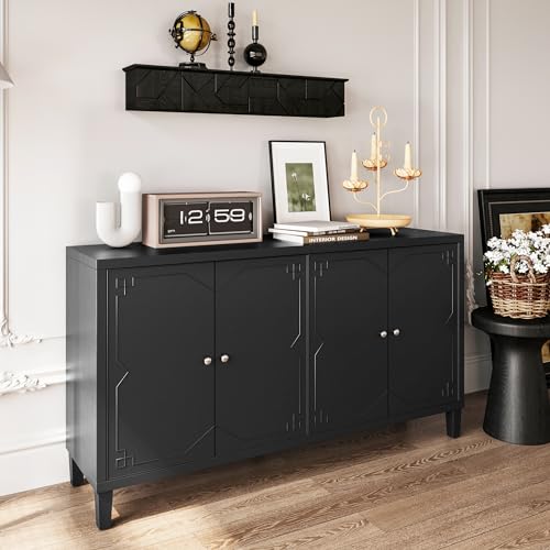 Sideboard Buffet Cabinet with Adjustable Shelves, Black Finish k7