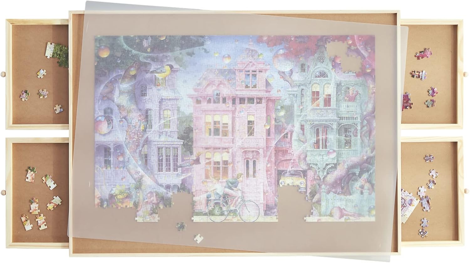 Wooden Puzzle Table with Drawer, 1000 Pieces Capacity 7k