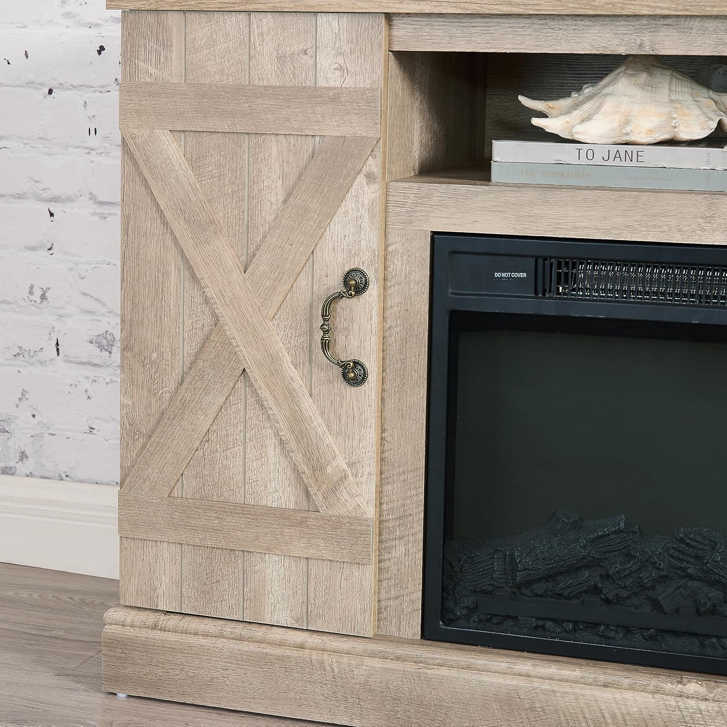 Electric Fireplace TV Stand for Living Room up to 50in Light Gray k7