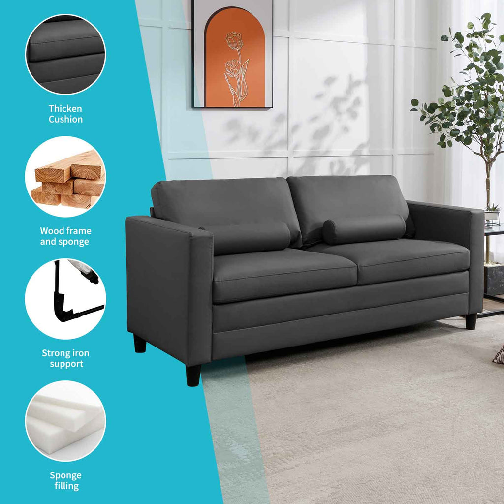 Pull Out Sofa Bed Convertible Sleeper Full Size Couch Dark Grey 7k