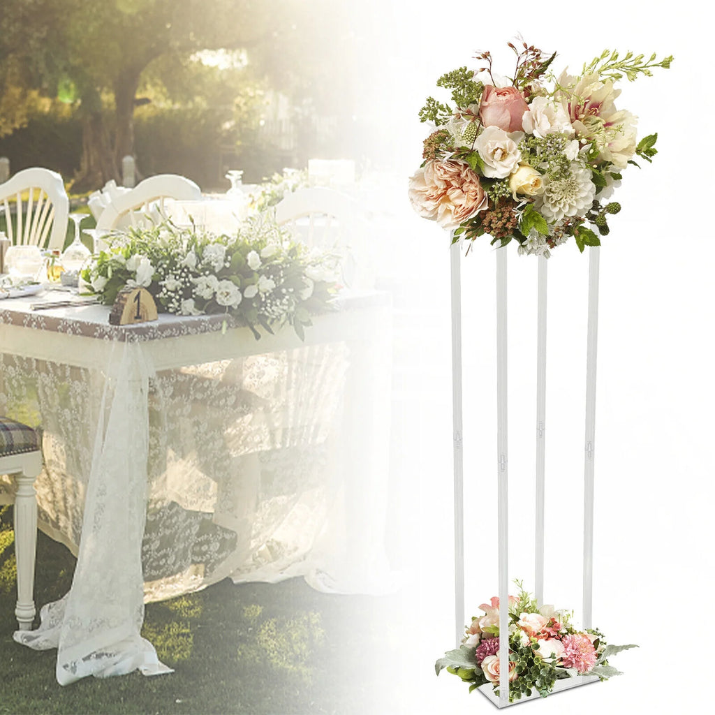 39'' Clear Acrylic Flower Stand, Acrylic Wedding Rack Backdrop Stand Flower Vase Column, Tall Column Vase Centerpieces Wedding Decoration,Wedding Rectangle Rack