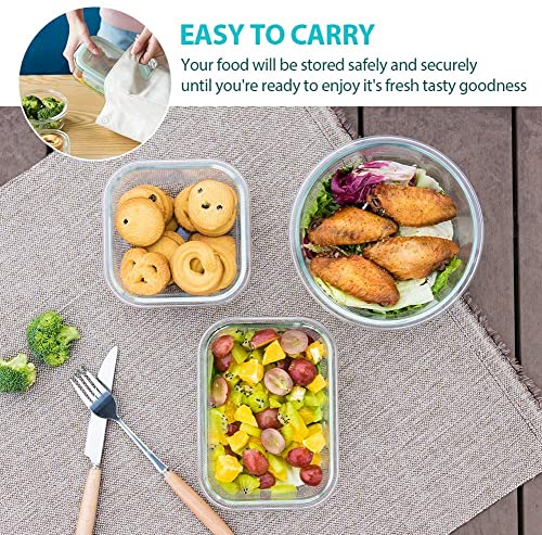 Glass Food Storage Containers with Lids, 24 Piece, Airtight Bento Boxes, BPA Free, Leak Proof k7