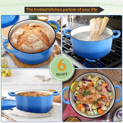 6 Quart Cast Iron Dutch Oven with Lid, Red k7