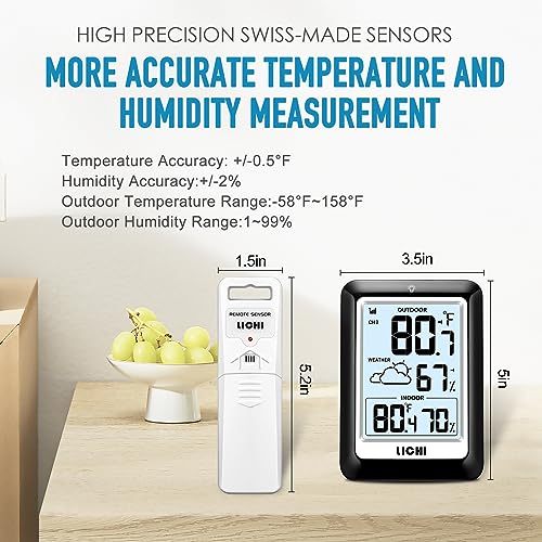 Wireless Weather Station Indoor Outdoor Thermometer Hygrometer Backlight k7
