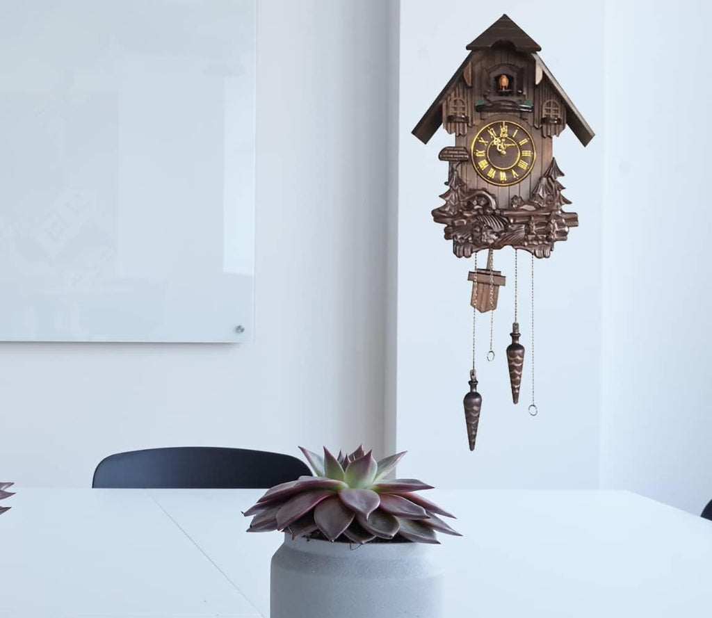 Wall Cuckoo Clock Wooden Hand-Carved Black Forest A7