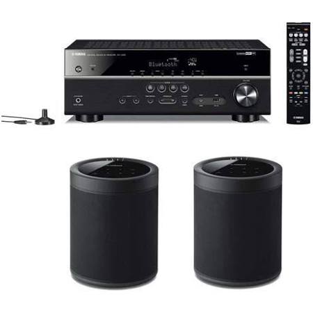 AV Receiver with 2 Wireless Speakers Black 7k