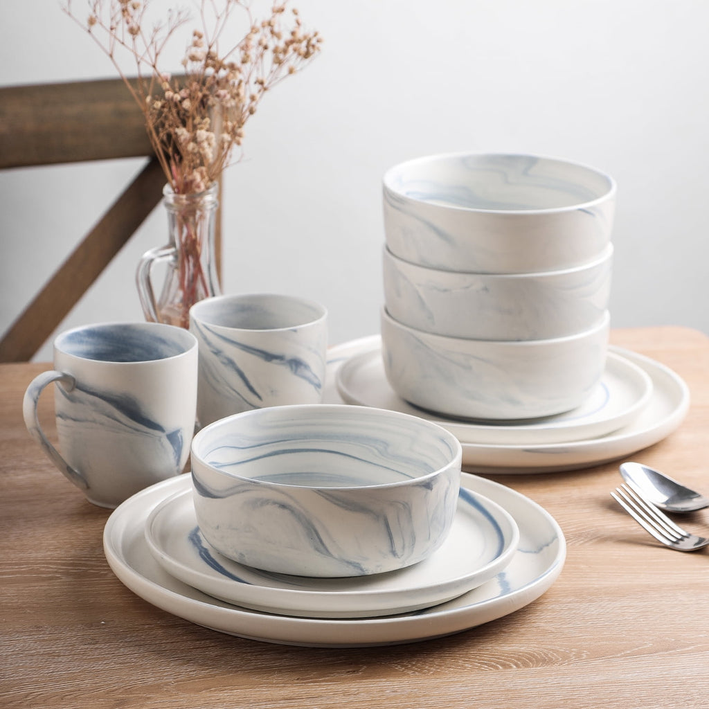 Porcelain Dinnerware Set 24-Piece Blue a7