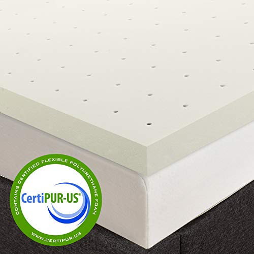 Mattress Topper 2.5 Inch Ventilated Memory Foam Short Queen White k7