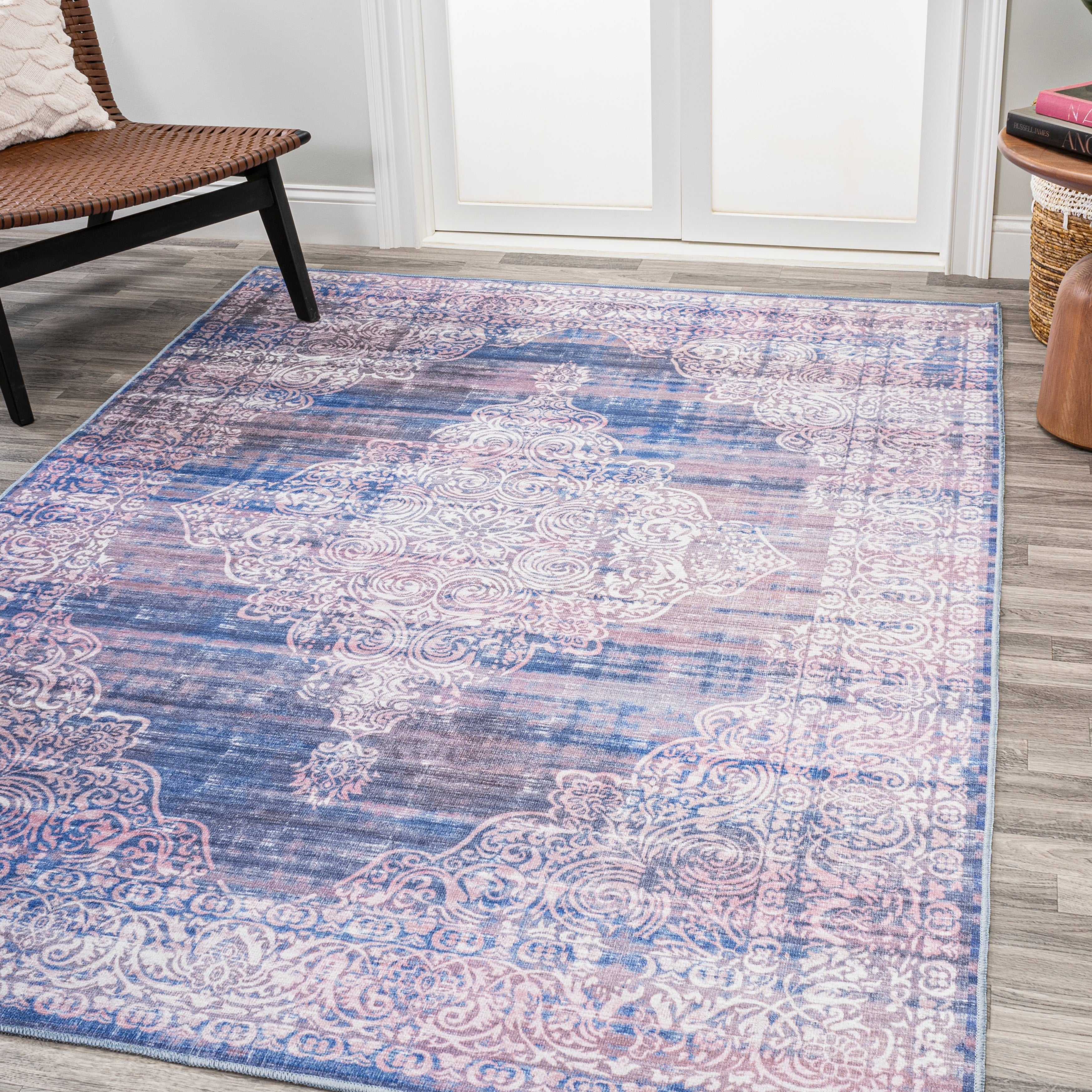 Bohemian Medallion Machine Washable Area Rug 2x8 a7