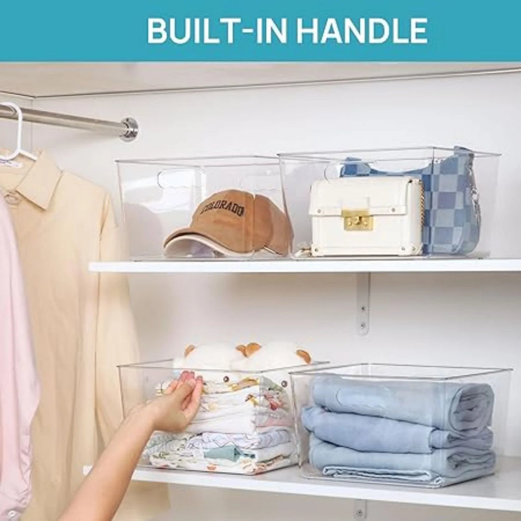 Clear Plastic Storage Bins with Handles 4 Pack A7