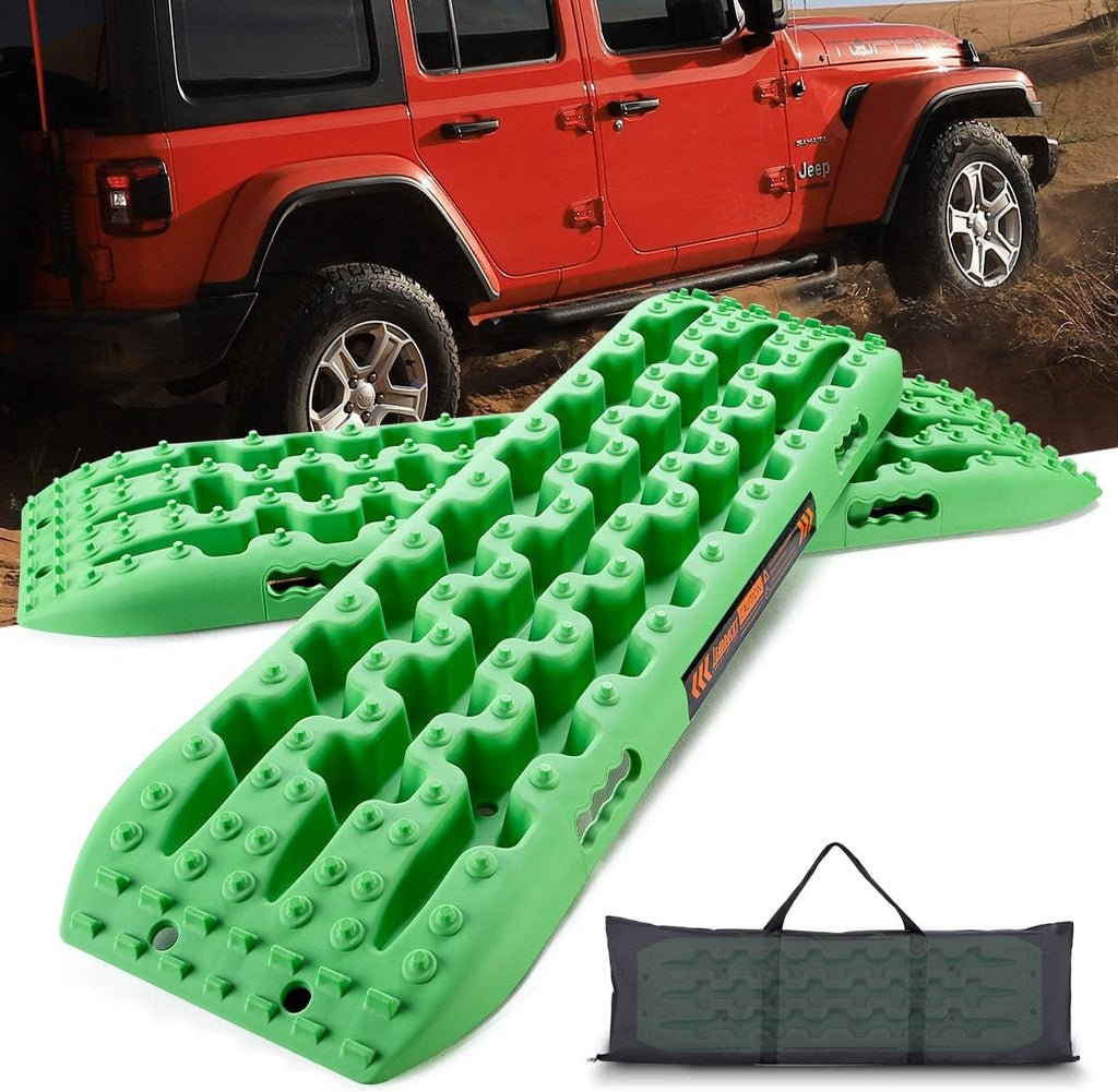 Traction Boards for Off-Road Recovery, 4x4 Tire Mats with Reflective Stickers, 2 Pcs Green a7
