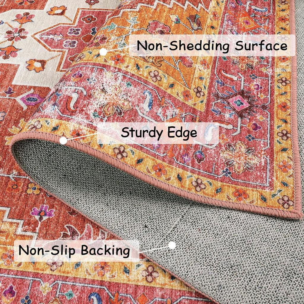 Ultra-Thin Washable Runner Rug 2x7 Pink Non Skid Low Pile a7