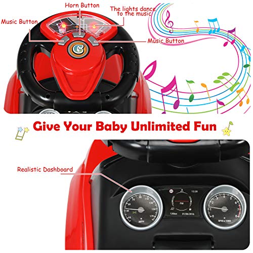 Ride on Push Car with Music, Light & Storage Pink 7q