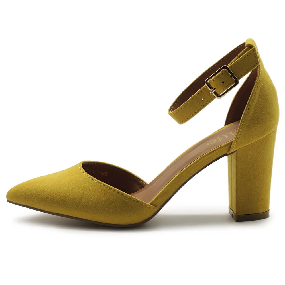 Women's Pointed Toe Chunky Heels Pumps A7k