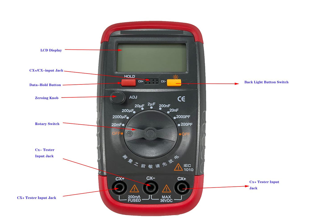 Capacitance Meter Handheld Digital LCD Display 0.1pF-20000uF k7