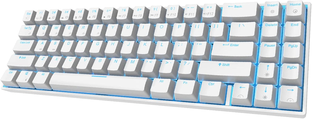 Wireless Mechanical Keyboard 71 Keys Bluetooth Compact White-Red Switch k7