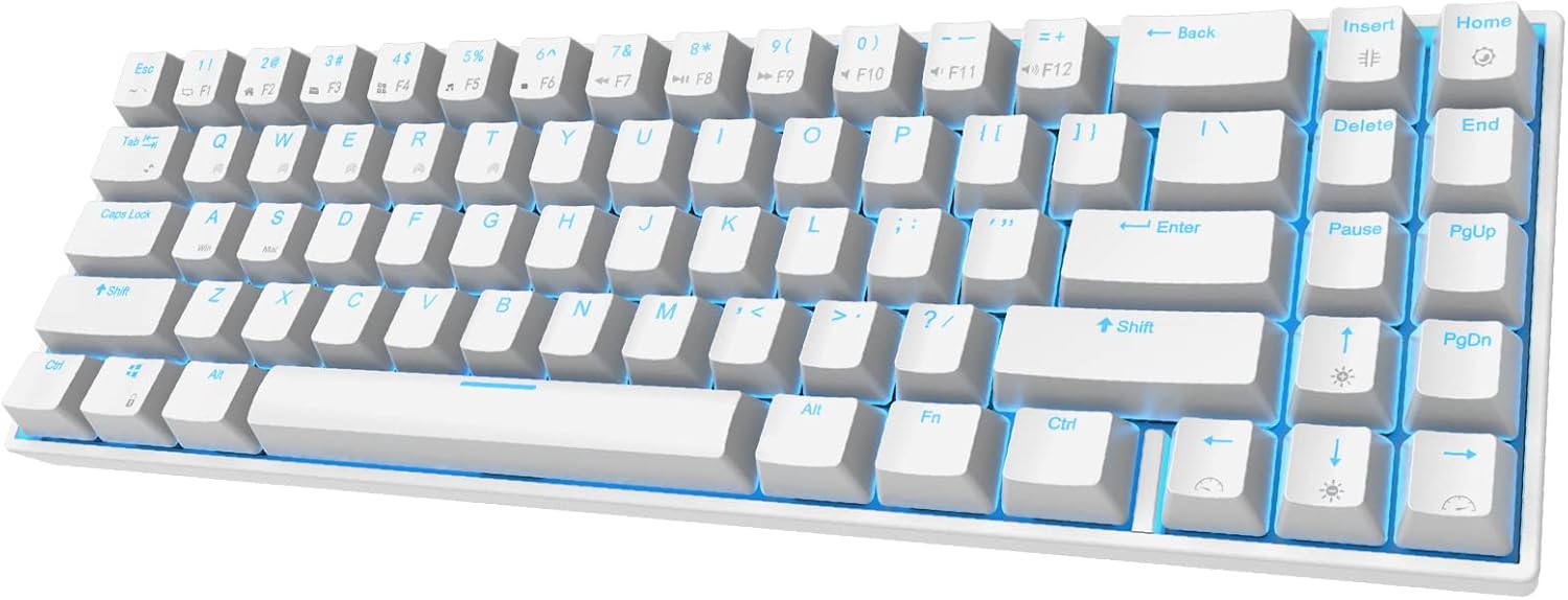 Wireless Mechanical Keyboard 71 Keys Bluetooth Compact White-Red Switch k7
