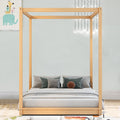 Simple Style Full Size Wood Canopy Platform Bed with Support Legs