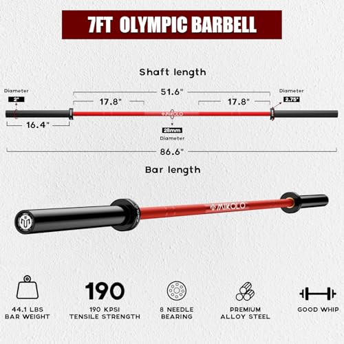 7ft Olympic Barbell for Weightlifting Powerlifting 45lb k7