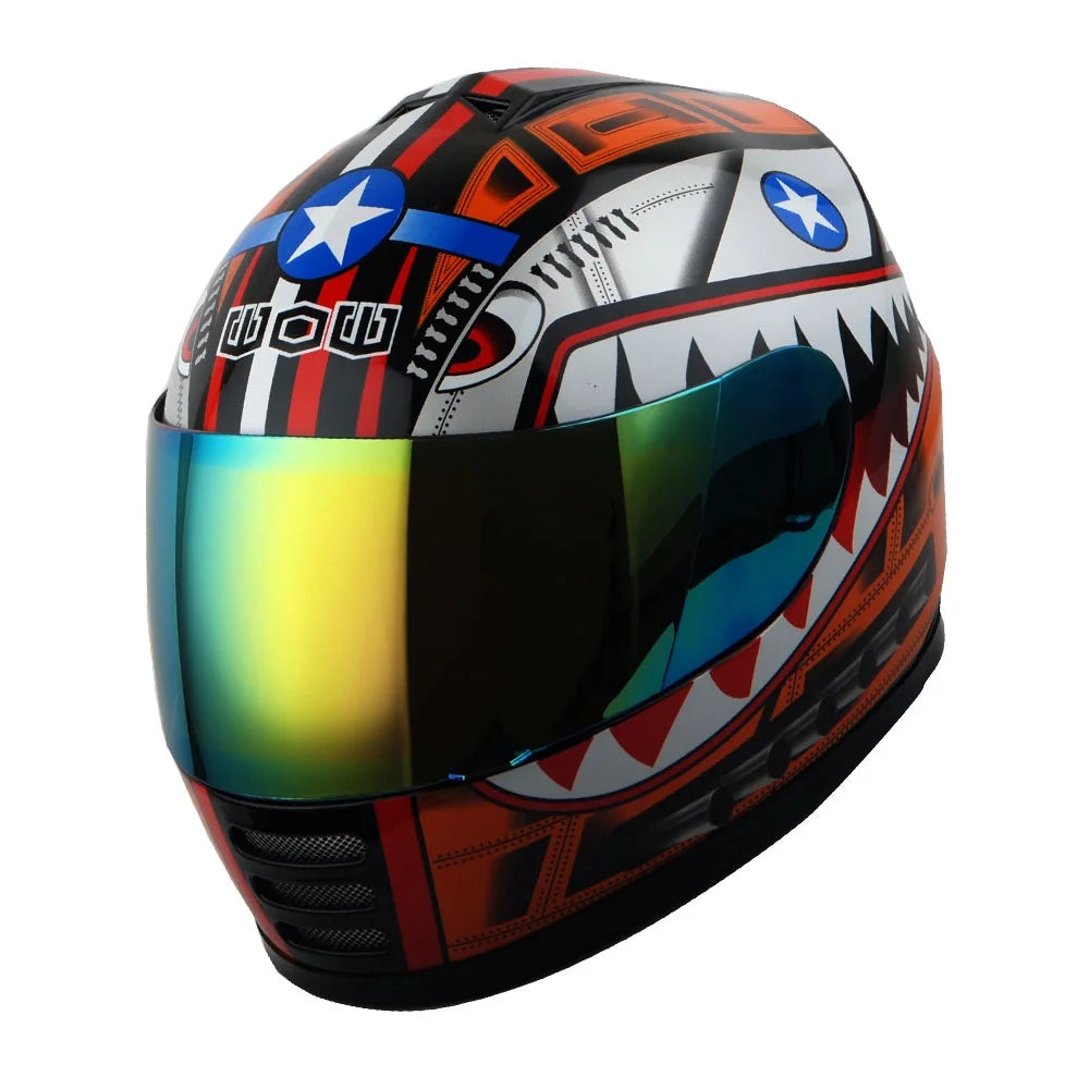 Kids Motorcycle Full Face Helmet Red Glove Bundle k7