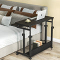 Tribesigns Height Adjustable Computer Desk Sofa Bed Table, Small Rolling Laptop Cart with Keyboard Tray, Black