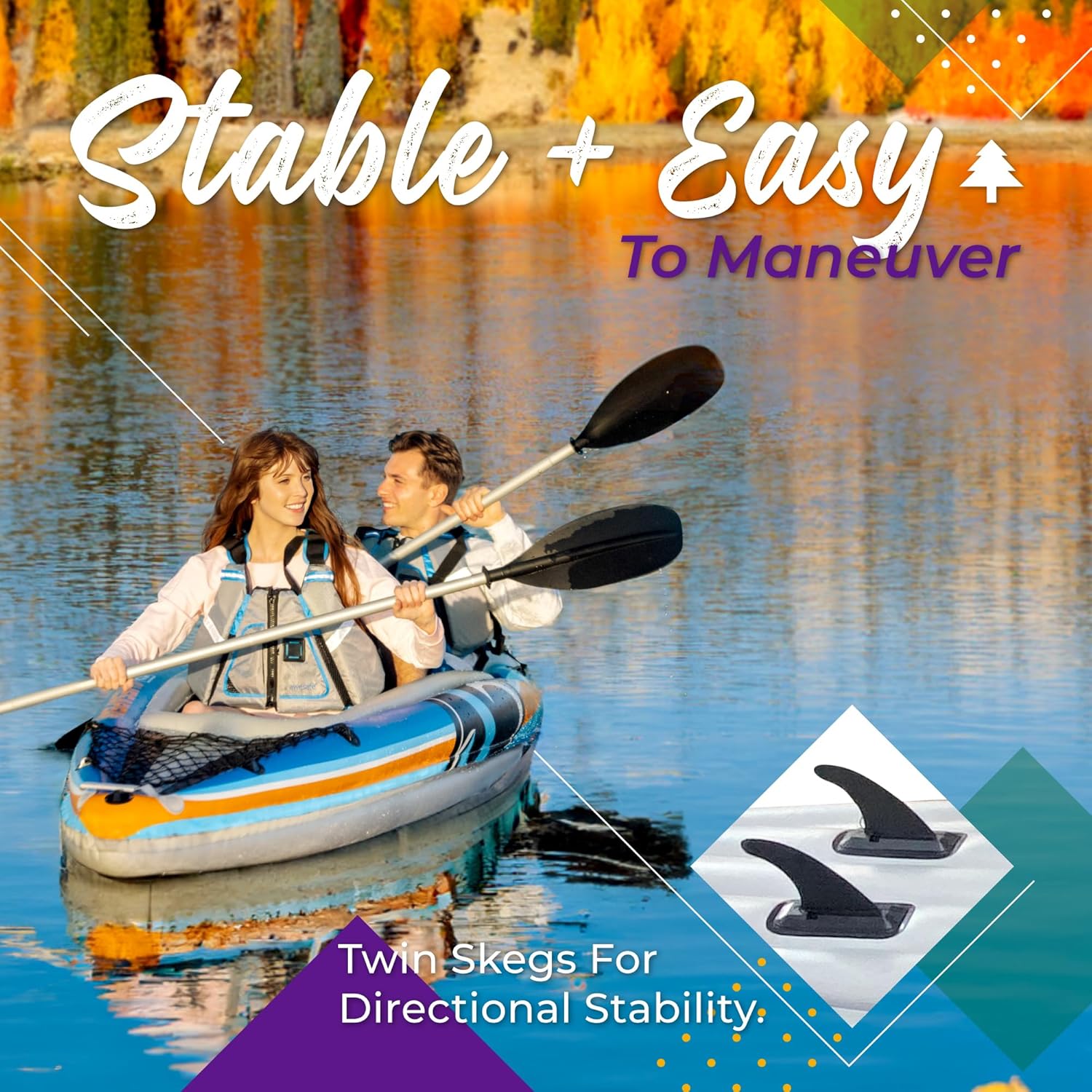 Inflatable Tandem Kayak with Aluminum Oars and Pump 7k