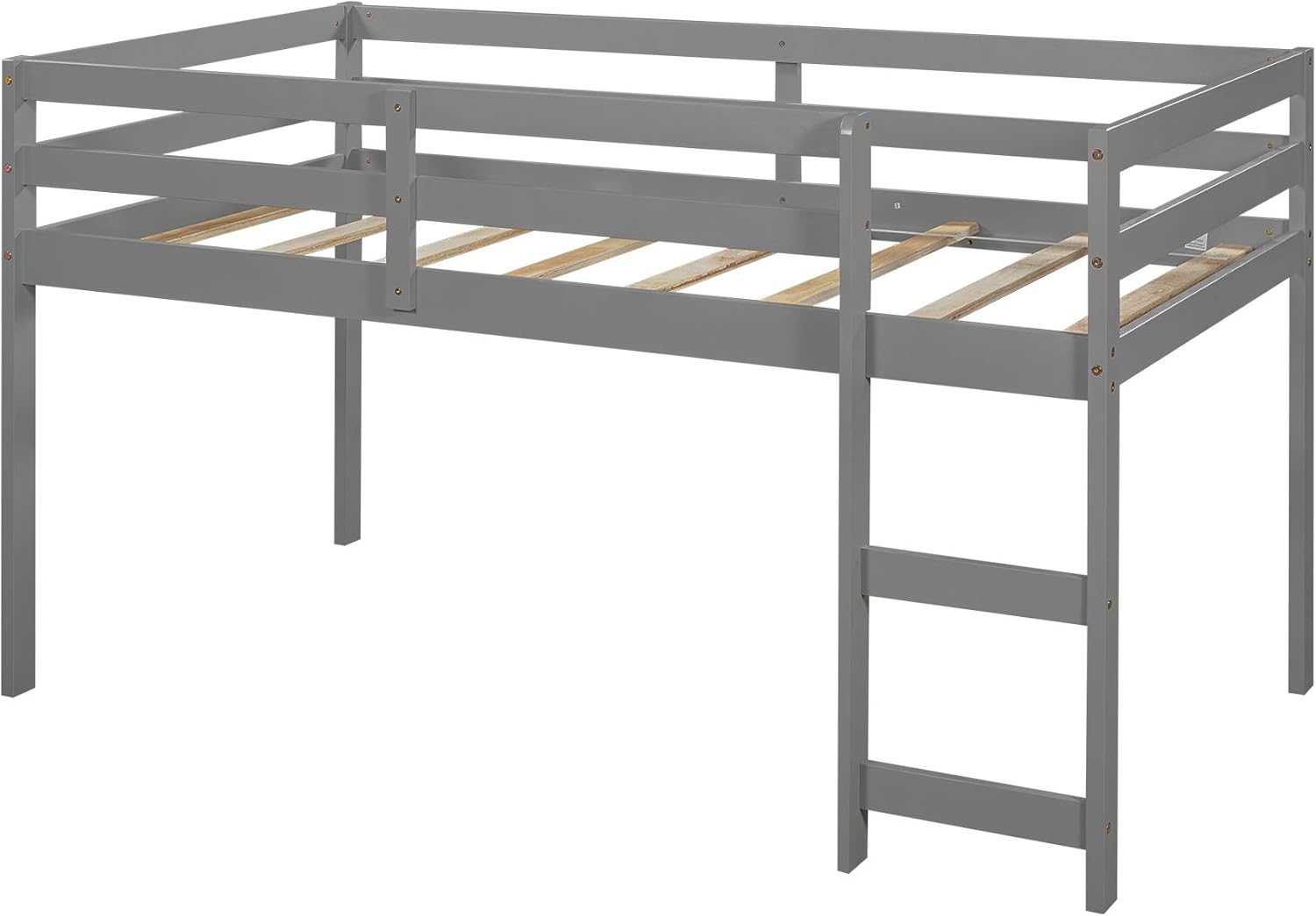 Twin Study Loft Bed with Rolling Desk and Bookcase Gray A7