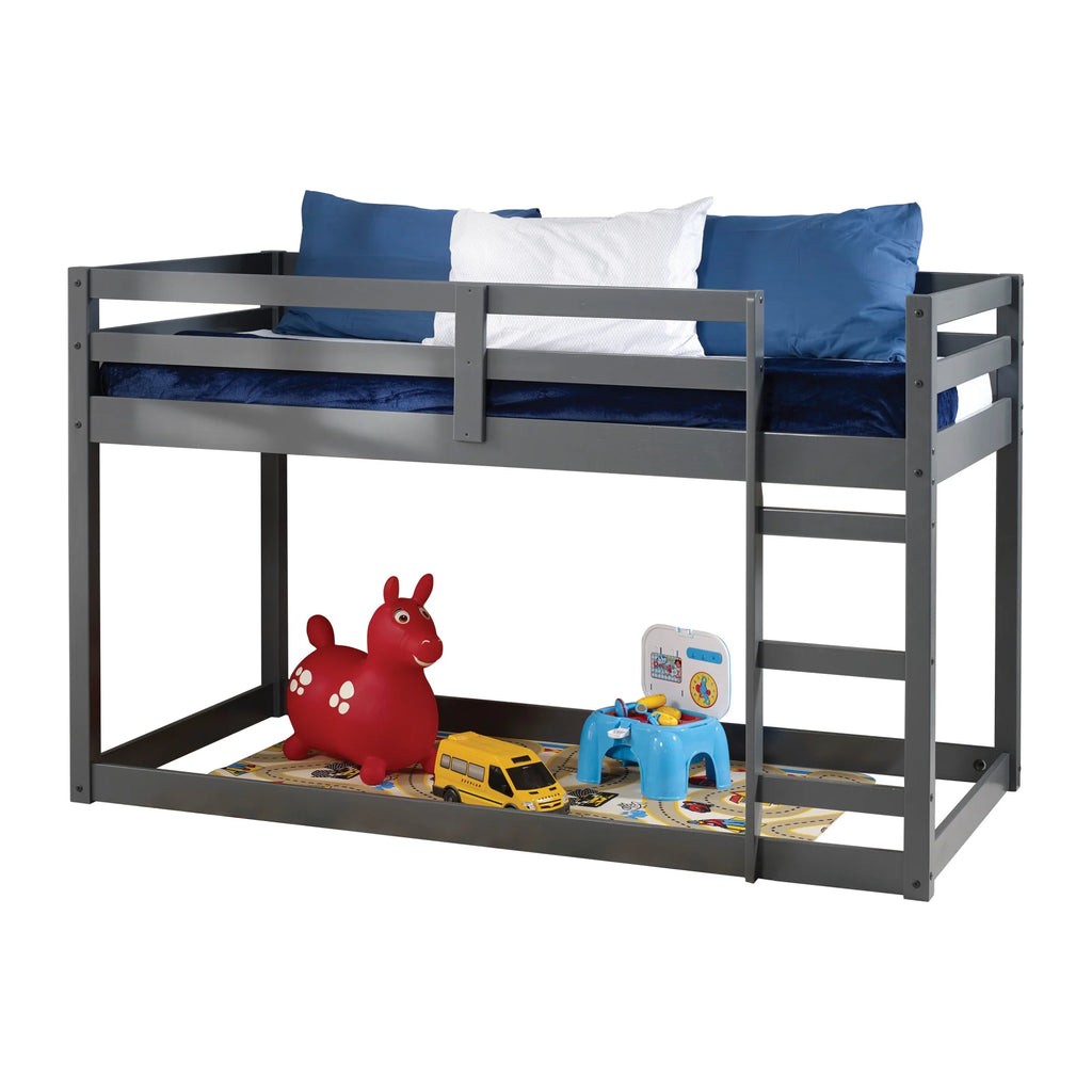 Twin Loft Bed with Wood Frame, Gray A7