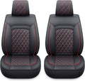 LUCKYMAN CLUB Seat Covers with Faux Leather fit for Most Car Sedan SUV (SLX-2 PCS Black & Red)