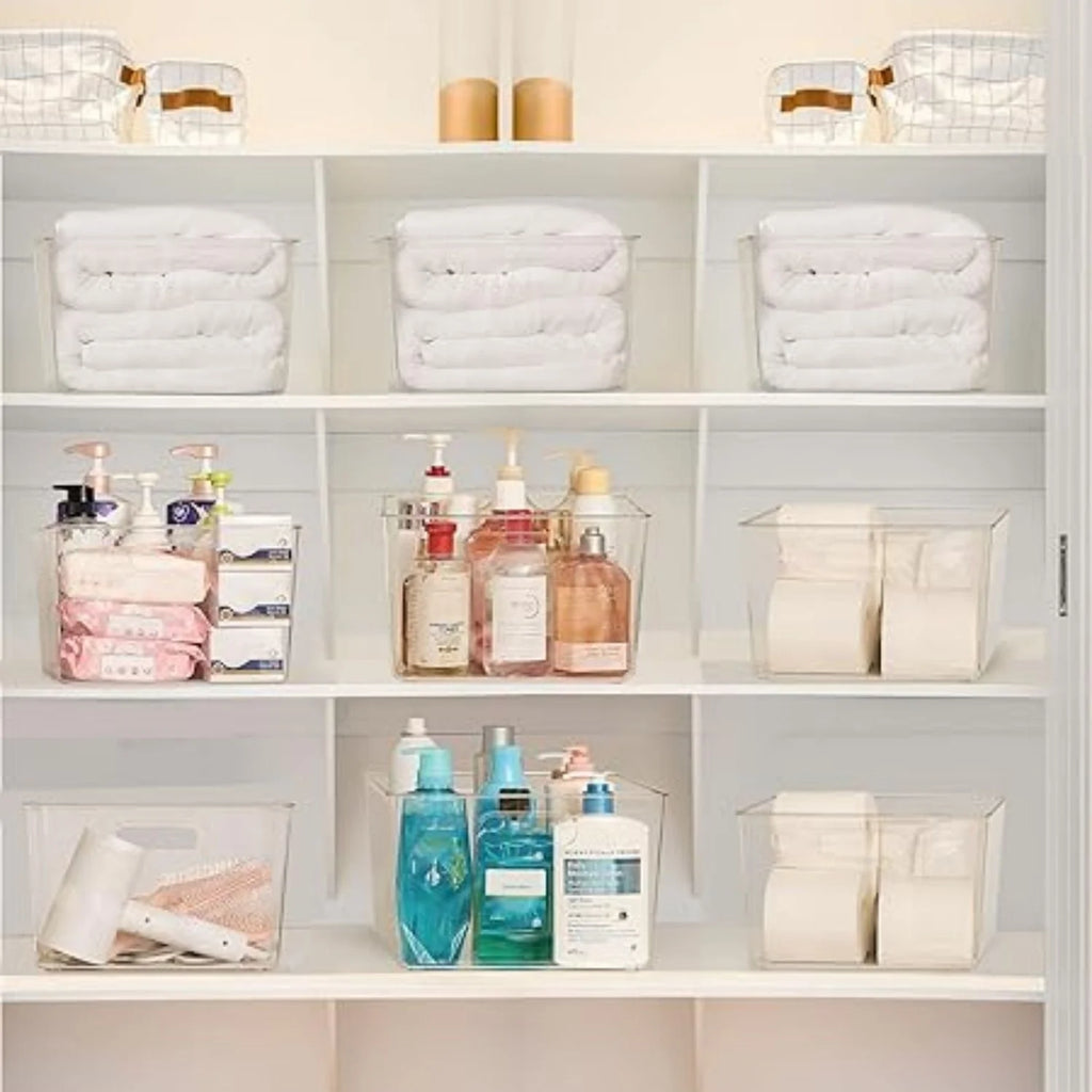 Clear Plastic Storage Bins with Handles 4 Pack A7