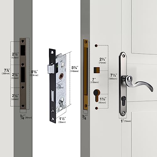 Solid Brass Lever Handle Set for Storm Doors, Mortise Lock A7k