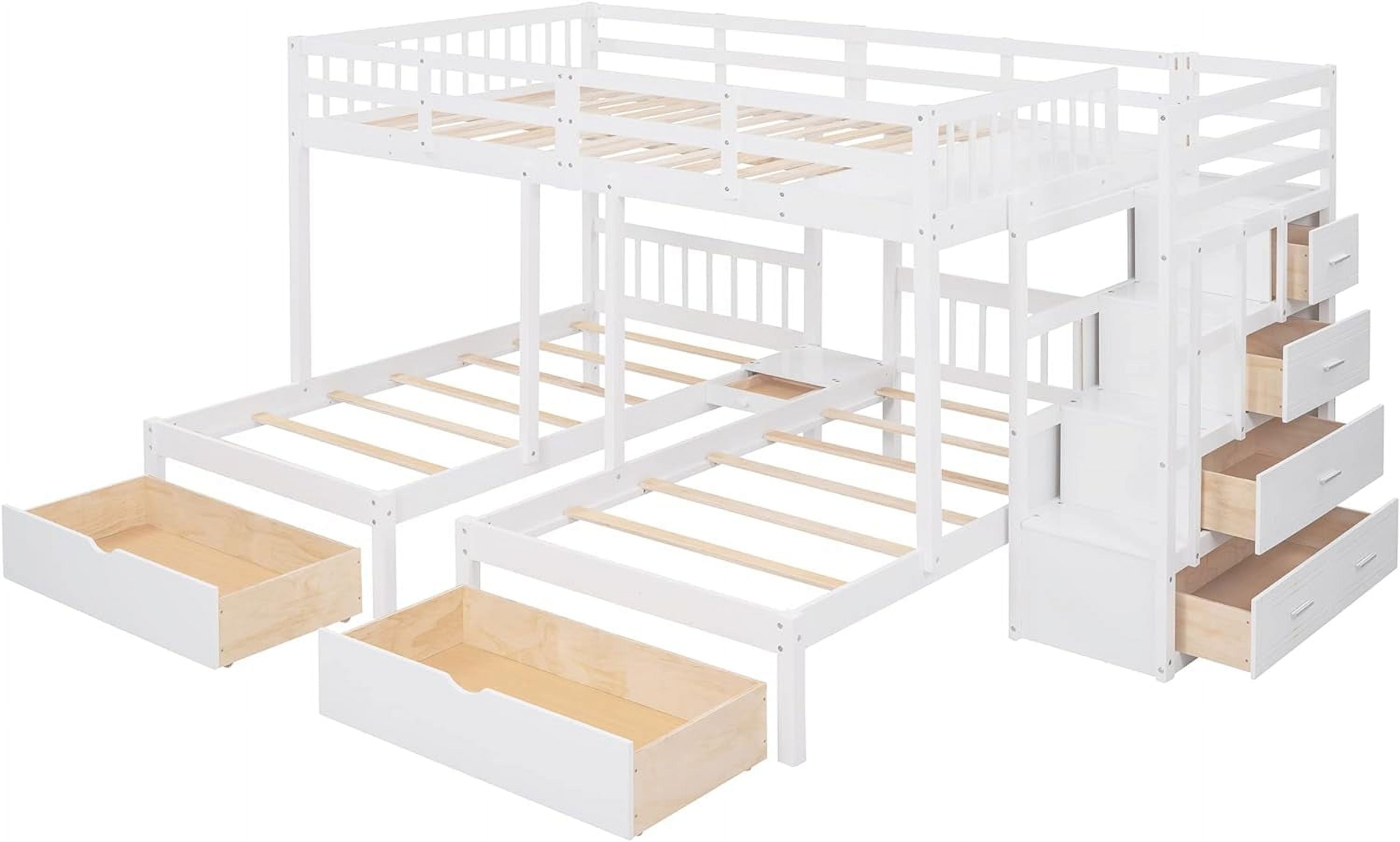 Twin & Twin Bunk Bed with Drawers and Guardrails k7