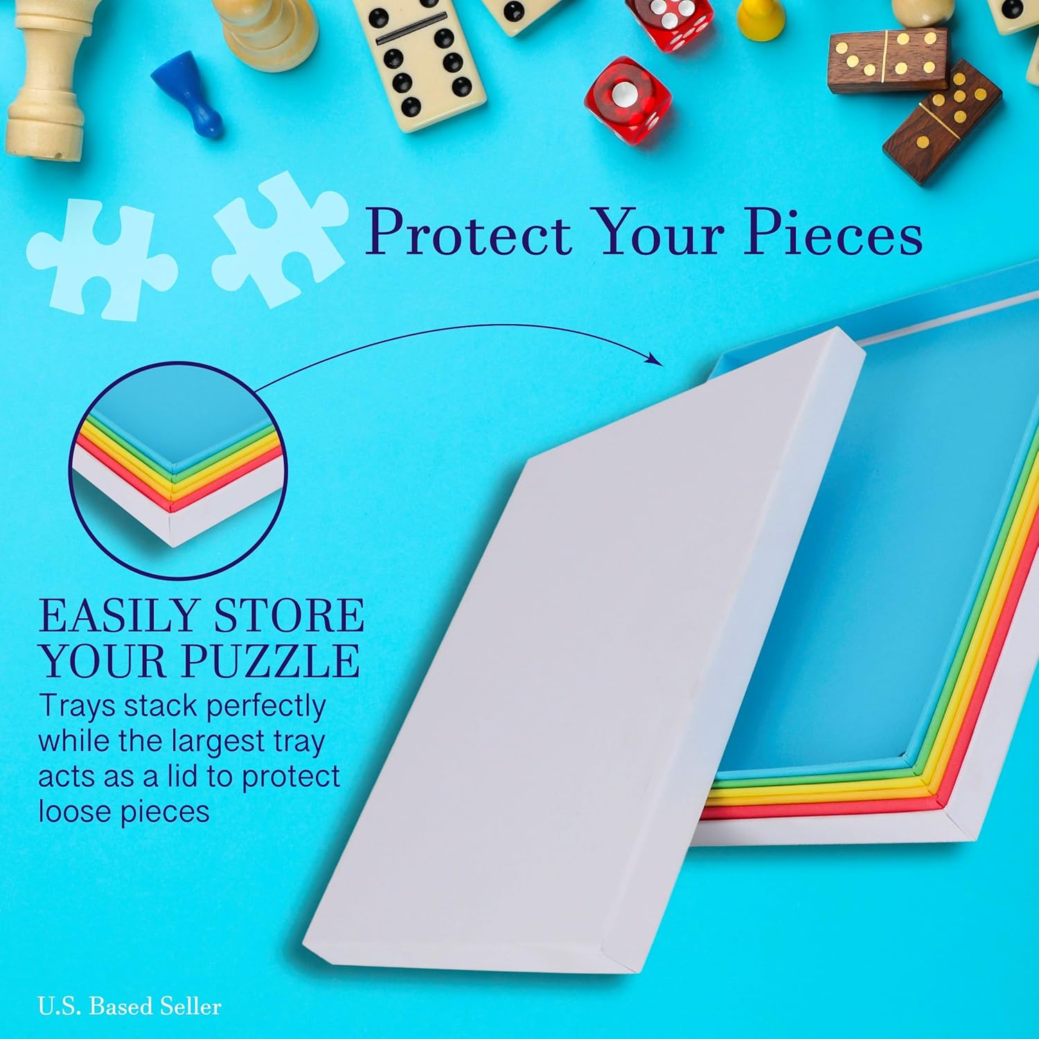Jigsaw Puzzle Sorter Trays, 7-Piece Set for Large Puzzles K7