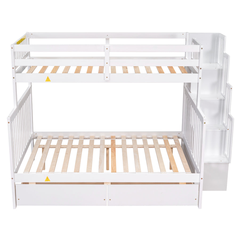 Twin Bunk Bed with Stairs and Drawers, Converts to 2 Beds a7