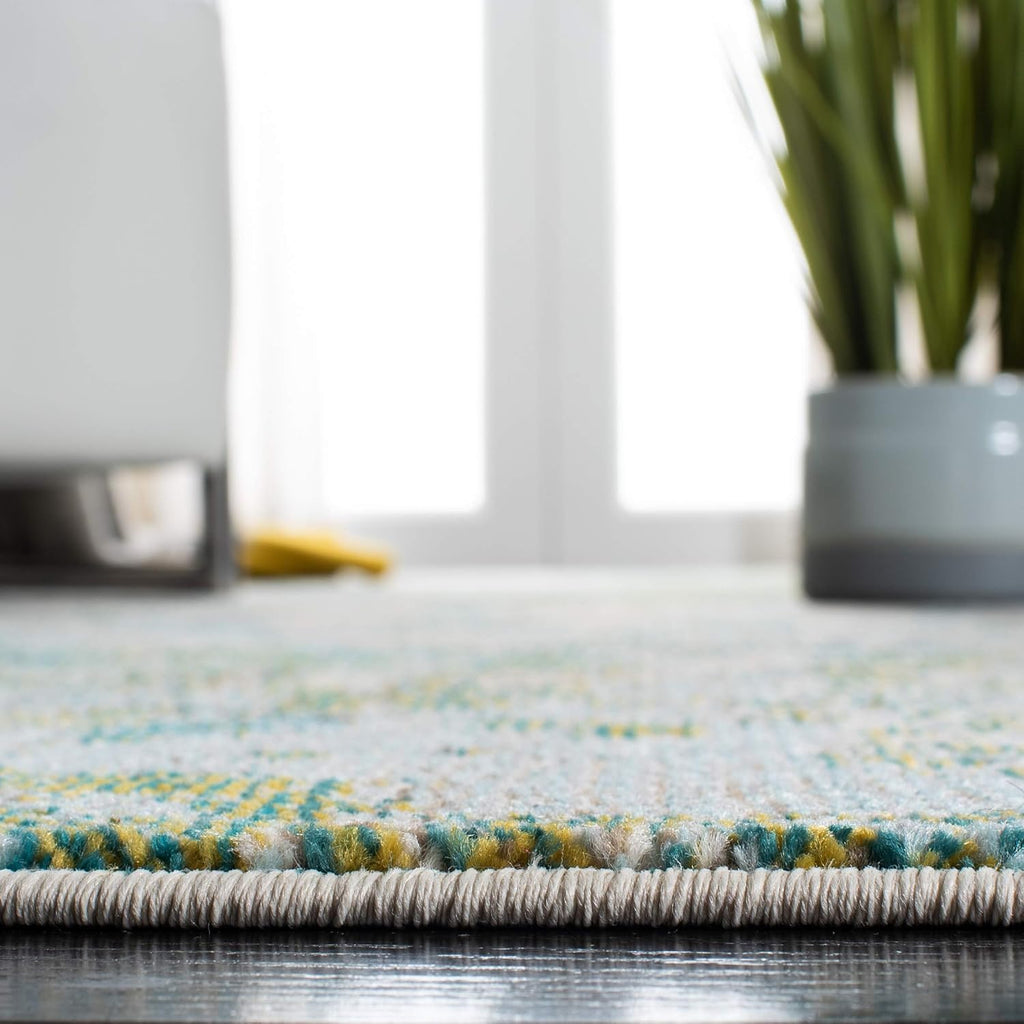 Modern Abstract Runner Rug 2'2" x 6' Green Blue A7k