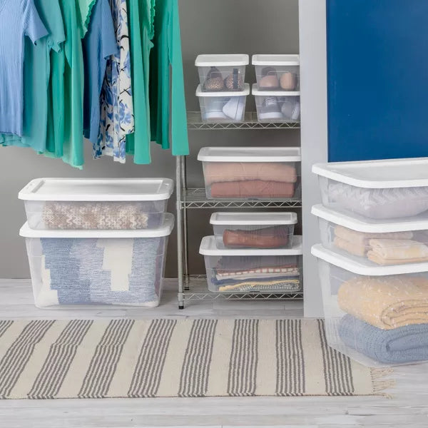 16qt Clear Storage Box with Lid White k7