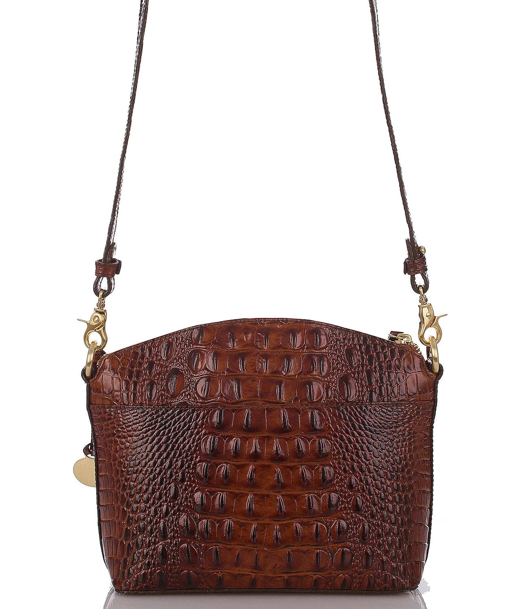 Leather Mini Crossbody Embossed Brown A7