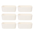 6 Pcs Desktop Storage Box Cubes Compartment Basket Bins with Lids White