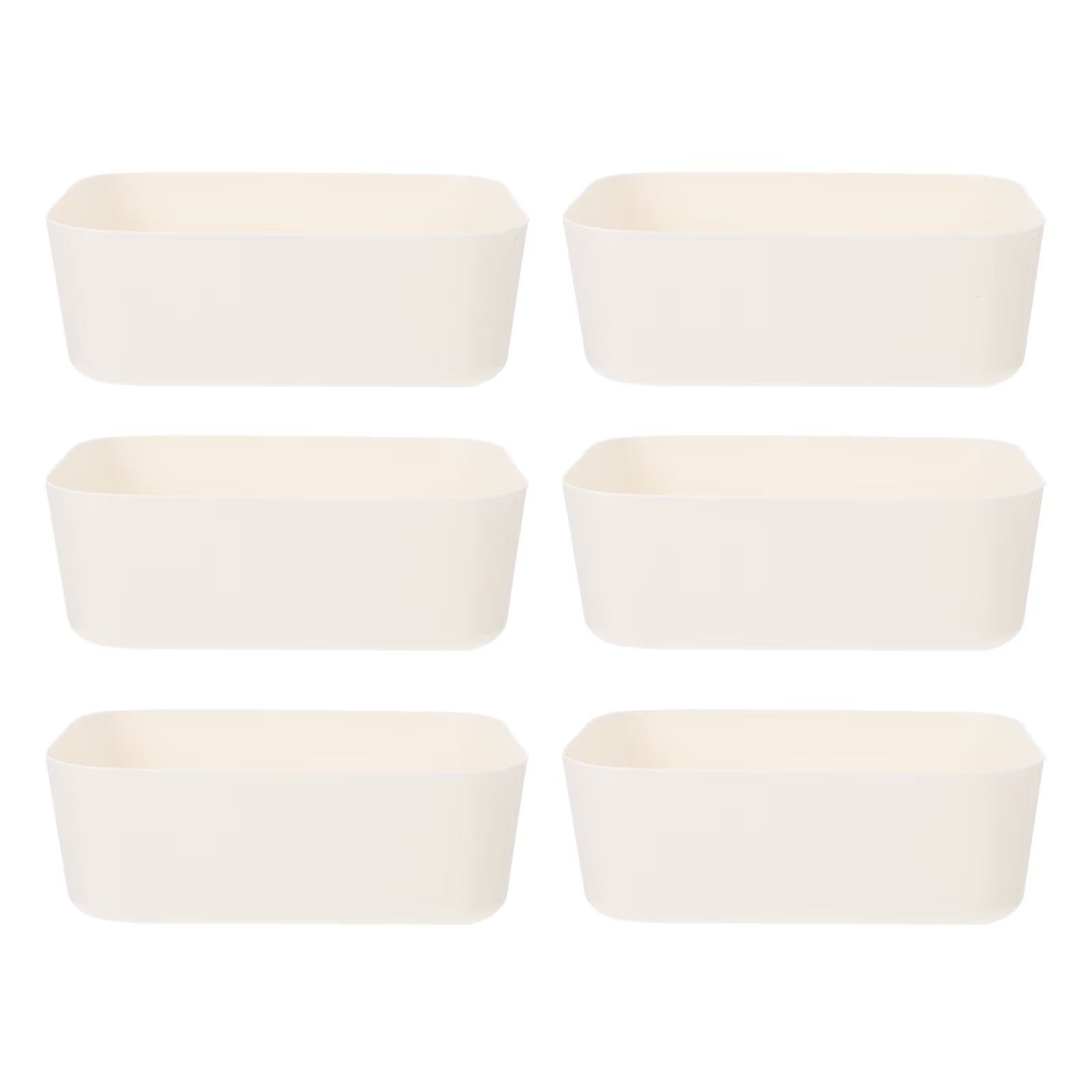 6 Pcs Desktop Storage Box Cubes Compartment Basket Bins with Lids White