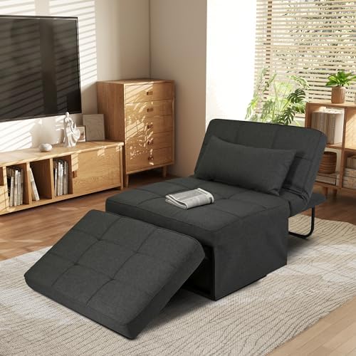 Sleeper Chair Sofa Bed 4-in-1 Convertible Futon with Adjustable Backrest Beige k7